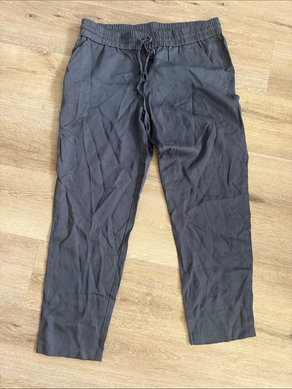 LOFT Women's Straight Leg Drawstring Pants in Grey